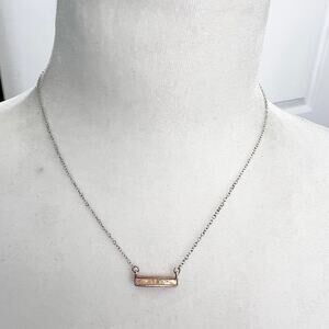 🍭6/$30 Minimalist simple opalescent bar necklace on silver tone chain